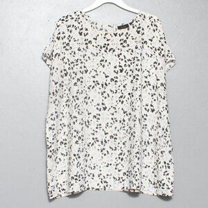 Halogen white black pink abstract floral boxy flowy blouse